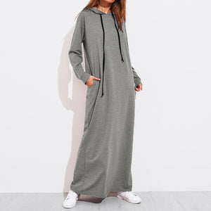 Women's 2019 Autumn  Vintage Hoodies Maxi Dresses (S-5XL)