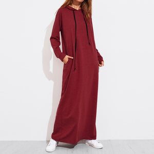 Women's 2019 Autumn  Vintage Hoodies Maxi Dresses (S-5XL)