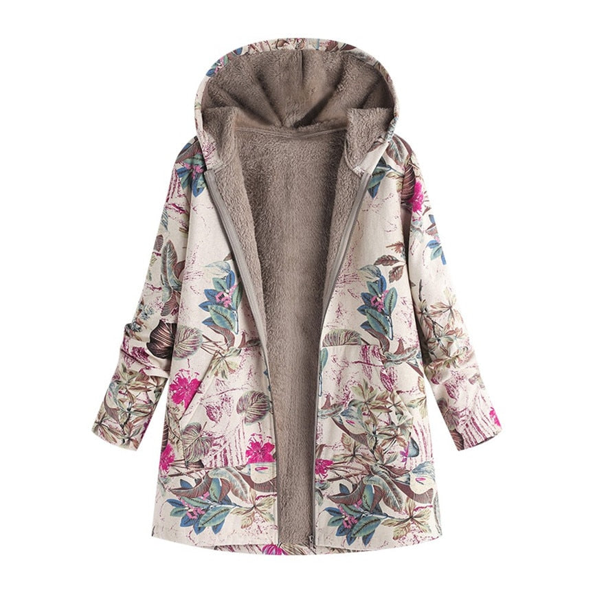 Women's Winter Plush Coat Warm Hooded Oversize Windbreaker