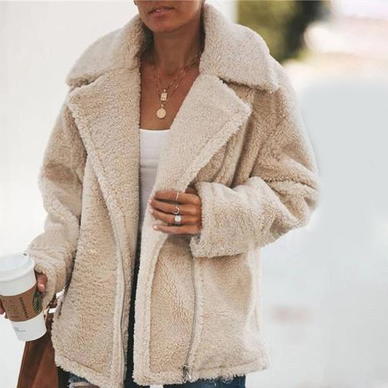 2019 Autumn-Women Winter Soft Warm Plush Jacket