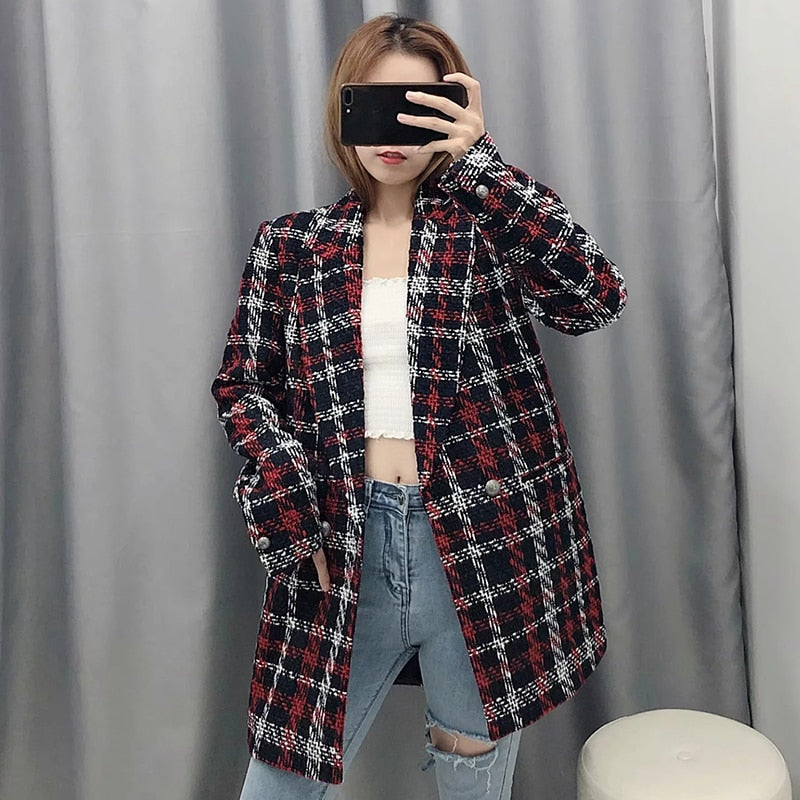 2019 Autumn-winter Female Long Sleeve V-neck Warm Loose Jacket