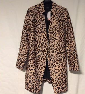 Fashion Women Ladies Mid-length Leopard Print Jackets Coats