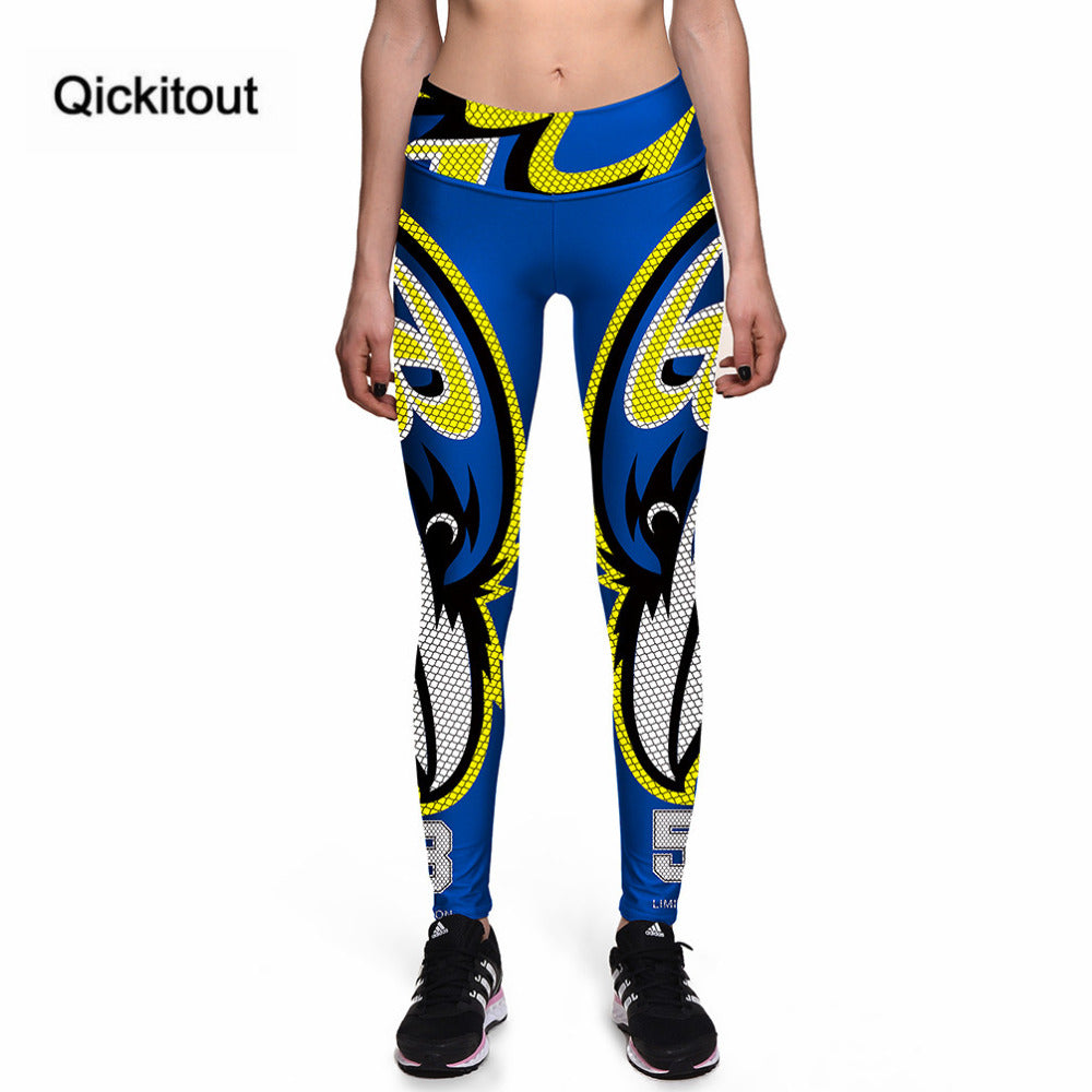 Qickitout Leggings 2016 Brand New style Blue Geometric 3D Print Women New Black Leggings High Waist Pants Wear Super Soft