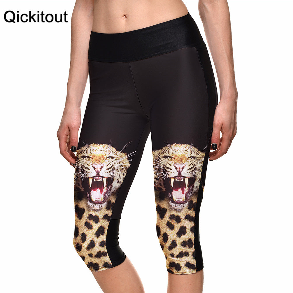 S-XL Hot Sexy Women's 7 point pants women legging Wild lion Beast digital print women high waist Side pocket phone pants