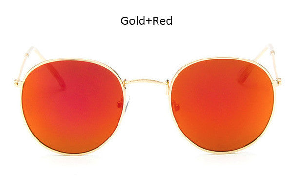Classic Vintage Small Round Sunglasses Retro Men Women Brand Designer Metal Pink Mirror Sun Glasses