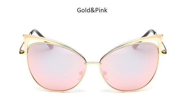 Vintage Cat Eye Women Sunglasses Fashion Ladies Cateye Mirror Sun Glasses
