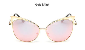 Vintage Cat Eye Women Sunglasses Fashion Ladies Cateye Mirror Sun Glasses