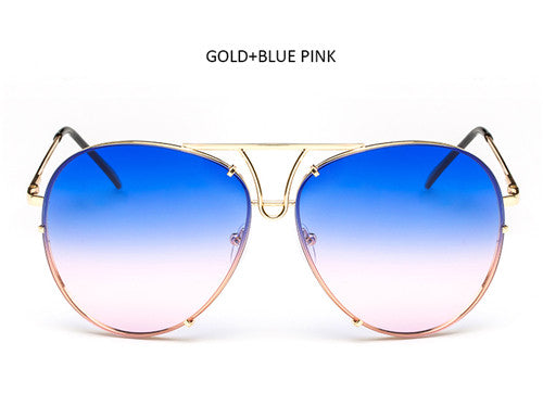 TSHING Fashion Oversized Sunglasses Women Men Brand Designer O Size Clear Ocean Gradient Glasses For Ladies