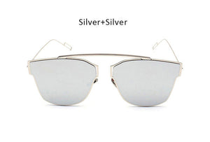 New Woman Brand Designer Cat Eye Sunglasses Fashion Rimless Women Cateye Metal Mirror Sunglasses Luxury Female