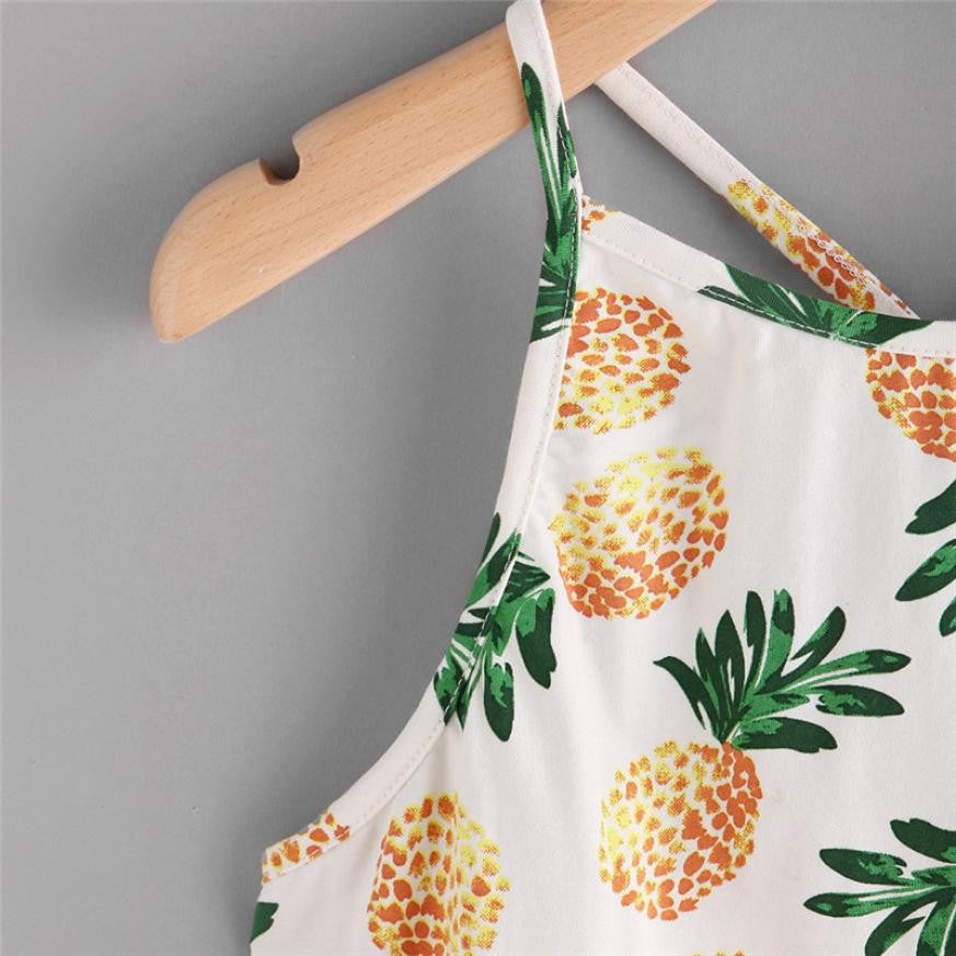 Summer Sexy Women Halter Camis Women Pineapple Print Crop Top Sexy Short Daily Spaghetti Strap Faux Suede Lattice Cami Top