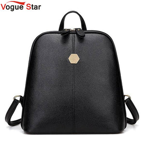 Vintage Shell Leather Women Backpack Solid Color Black Zipper School Bag for Teenager Small Back Pack Shoulder Bag LB211
