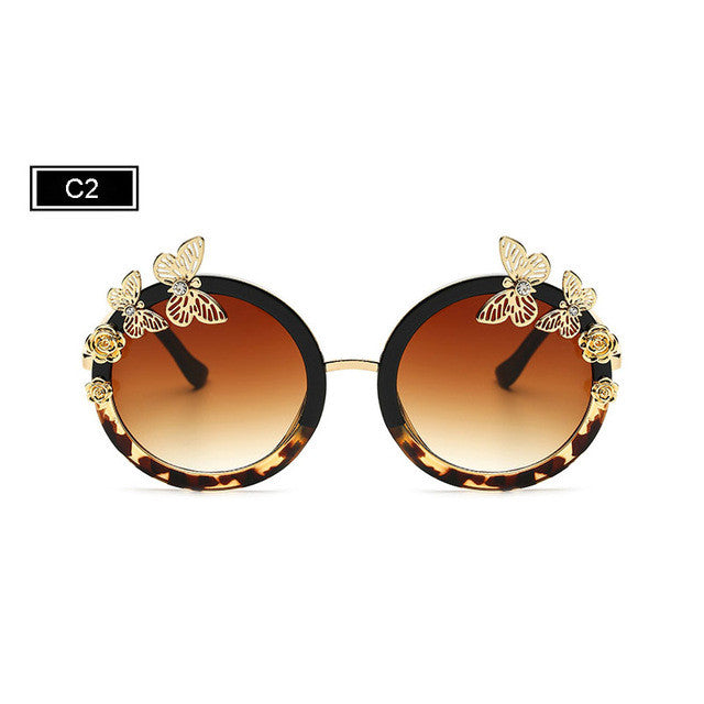 ROYAL GIRL Round Women Sunglasses Butterfly embellished Frame Glasses ss024
