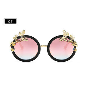 ROYAL GIRL Round Women Sunglasses Butterfly embellished Frame Glasses ss024