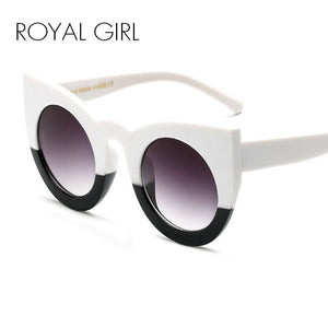 ROYAL GIRL Women Sunglasses Big Frame Mirror Glasses Chunky Cat Eye Sunglasses Women Brand Designer ss811