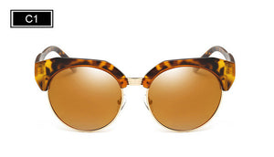ROYAL GIRL Half-Frame Imitation Wood Cat Eye Sunglasses Women Polarization Sun Glasses Brand Designer Gafas Oculos De Sol SS962