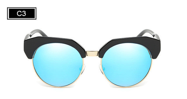 ROYAL GIRL Half-Frame Imitation Wood Cat Eye Sunglasses Women Polarization Sun Glasses Brand Designer Gafas Oculos De Sol SS962