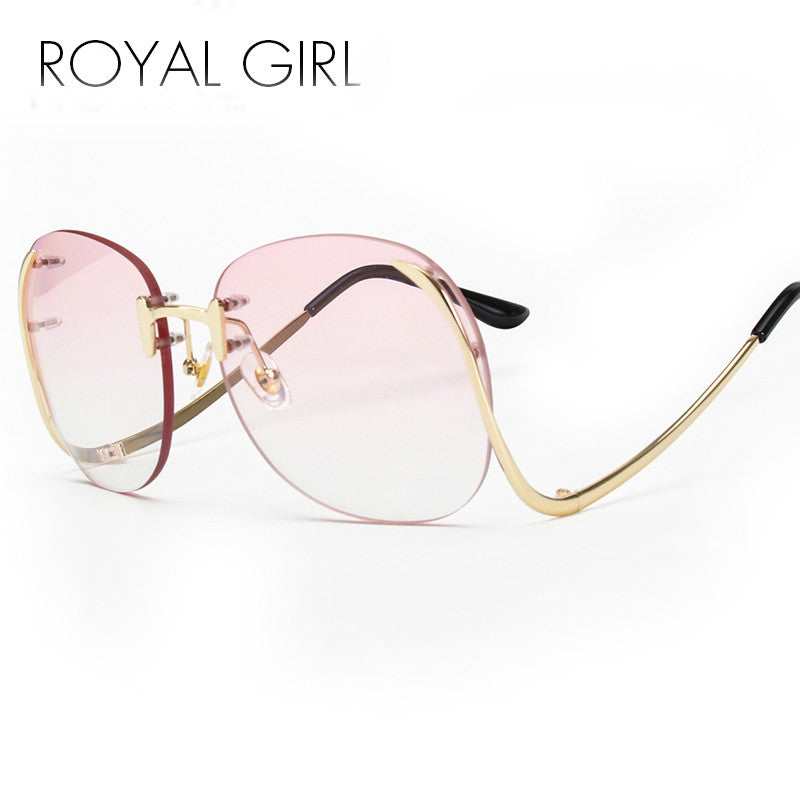ROYAL GIRL 2017 new Sunglasses Women Retro Designer Rimless Frame Gradient Lens Bent legs Glasses UV 400 lens #ss119