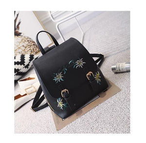 Fashion Floral Pu Leather Backpack Women Embroidery School Bag For Teenage Girls Brand Ladies Small Backpacks Gray Sac LB263