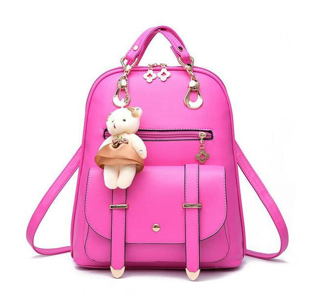 Vogue Star New Designer Women Backpack For Teens Girls Preppy Style School Bag PU Leather Backpacks Ladies High Quality  LB299
