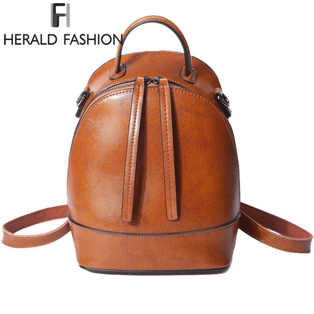 Herald Fashion Backpacks for Women Leather Genuine Leather School Bag for Teenage Girls Cow Leather Women Shoulder Bag