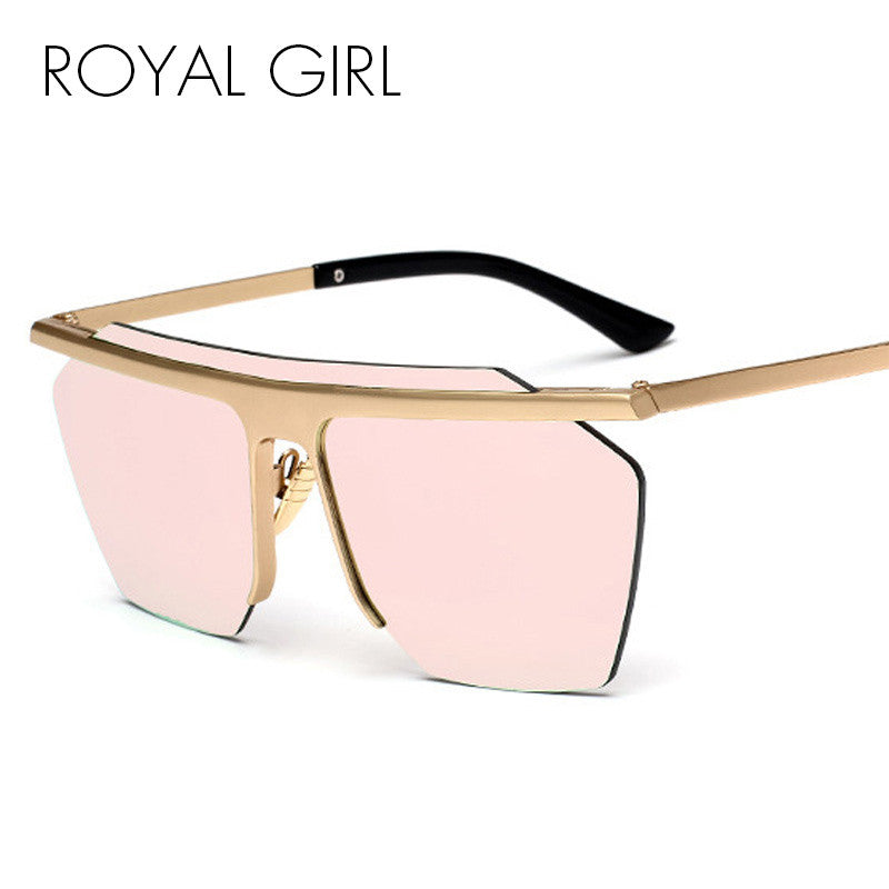 ROYAL GIRL New Women Sunglasses Brand Designer Metal Frame Cool Oversized Mens Sunglasses Eyewear Mirror Lens SS942