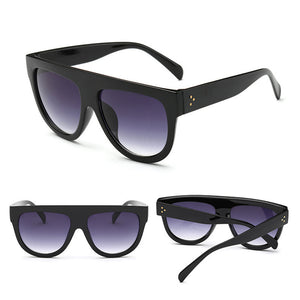 TSHING Fashion Sunglasses Brand Designer Women Flat Top Vintage Sun glasses Female Rivet Shades Big Frame Sunglass UV400 41026