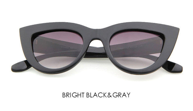 Retro Thick Frame Cat Eye Sunglasses Women Ladies Fashion Brand Designer Mirror Lens Cateye Sun Glasses For Female