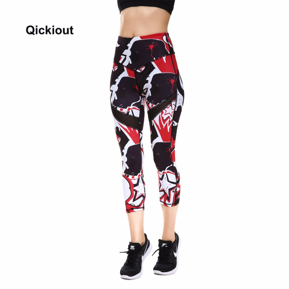 Qickitout Leggings 2018 Halloween Gifts Women's Digital Print PANTS Geometric Stars Big Hip High Waist Pants Fitness Leggings