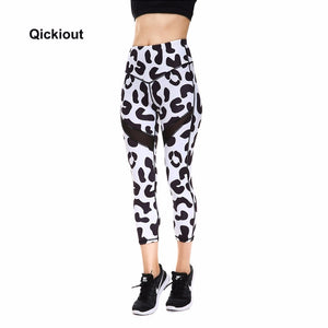 Qickitout Leggings 2017 New Arrival Women's Digital Print PANTS Black White Leopard Big Hip High Waist Pants Fitness Leggings
