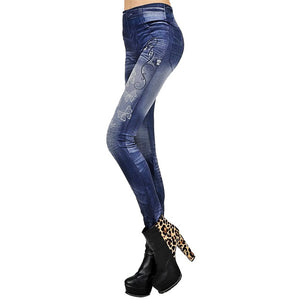New 2017 Women Autumn Jeans Leggings Skinny Slim Thin High Elastic Waist Pencil Pants Black Denim Leggings For Women Plus Size