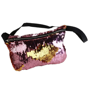 Double Color Sequins Waist Bag Casual Outdoor Sports Bag