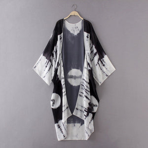 Women Print Chiffon Loose Shawl Kimono Cardigan Top Cover up Shirt Blouse