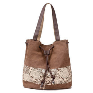 Vogue Star 2018 canvas bag shoulder bags high quality purse women handbag bucket flower printing ladies designer bags LA242