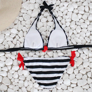 Women Bikini Set Striped Swimsuit Swimwear Beachwear Bathing Suit