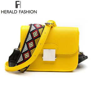 Herald Fashion Brand Messenger Bags Women Flap PU Leather Shoulder Bags With Two Strap High Quality Hot Sale Crossbody Bags