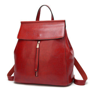 HERALD FASHION Quality Vintage Leather Women Backpack Large Capacity School Bag for Teenage Girl Ladies Shoulder Bag mochila