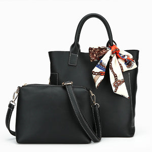 Herald Fashion Women Bag Scarf Handbags Ladies Composite Bag PU Leather Shoulder Bags Brand Designer Casual Large Tote Bag Bolso