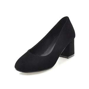 BONJOMARISA [Big Size] Women's Nubuck Chunky Heels Office Shoes