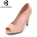 BONJOMARISA [Big Size] Elegant High Heels Leisure Party Office Lady Shoes
