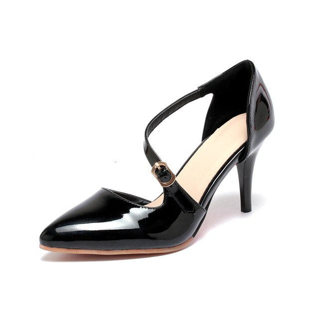 BONJOMARISA [Big Size] Elegant Slip On High Heels Office Lady Sandals Shoes