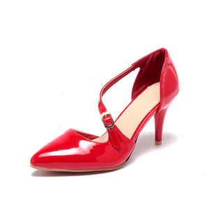 BONJOMARISA [Big Size] Elegant Slip On High Heels Office Lady Sandals Shoes