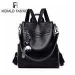 Herald Fashion Women Backpack for School Style Leather Student Bag For College Simple Design Women Casual Daily Packs mochila