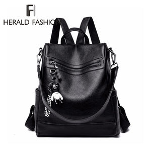 Herald Fashion Women Backpack for School Style Leather Student Bag For College Simple Design Women Casual Daily Packs mochila