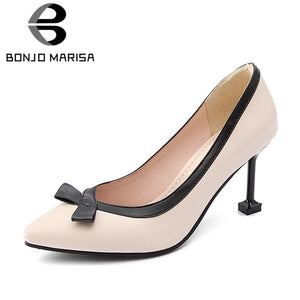 BONJOMARISA Brand New [Big Size] Thin High Heels Woman Pumps Sexy Mixed Colors Party Wedding Shoes