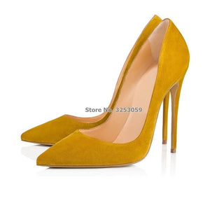 ALMUDENA Suede Pointed Toe Stiletto Heels Slip-on Shoes
