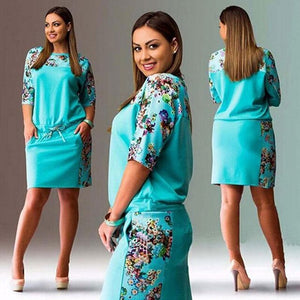 Women Casual Straight Floral Print Dresses   (S-6XL)
