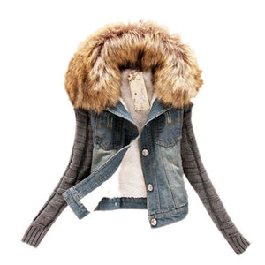 Fashion Denim Jean Women Warm Winter Coat